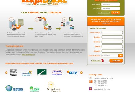 Web layout for Kerja Lokal